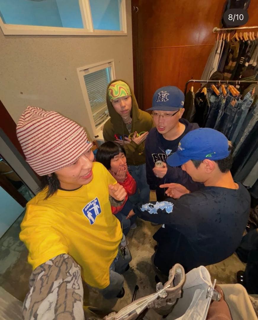 GREENY fuck that nerd FPOG ストライプ ビーニー