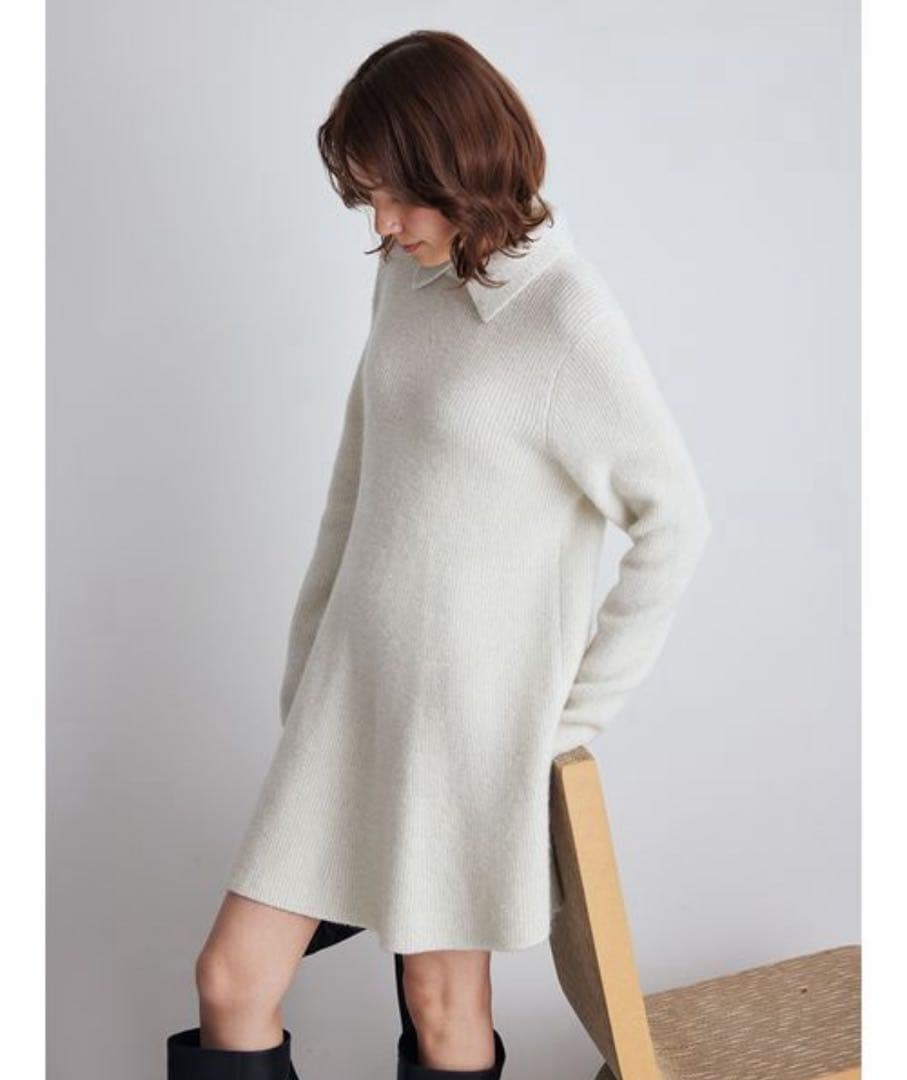 ★即購入OK★新品未使用★MilaOwen 襟付きペプラムニットミニワンピース