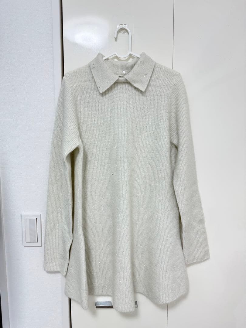 ★即購入OK★新品未使用★MilaOwen 襟付きペプラムニットミニワンピース