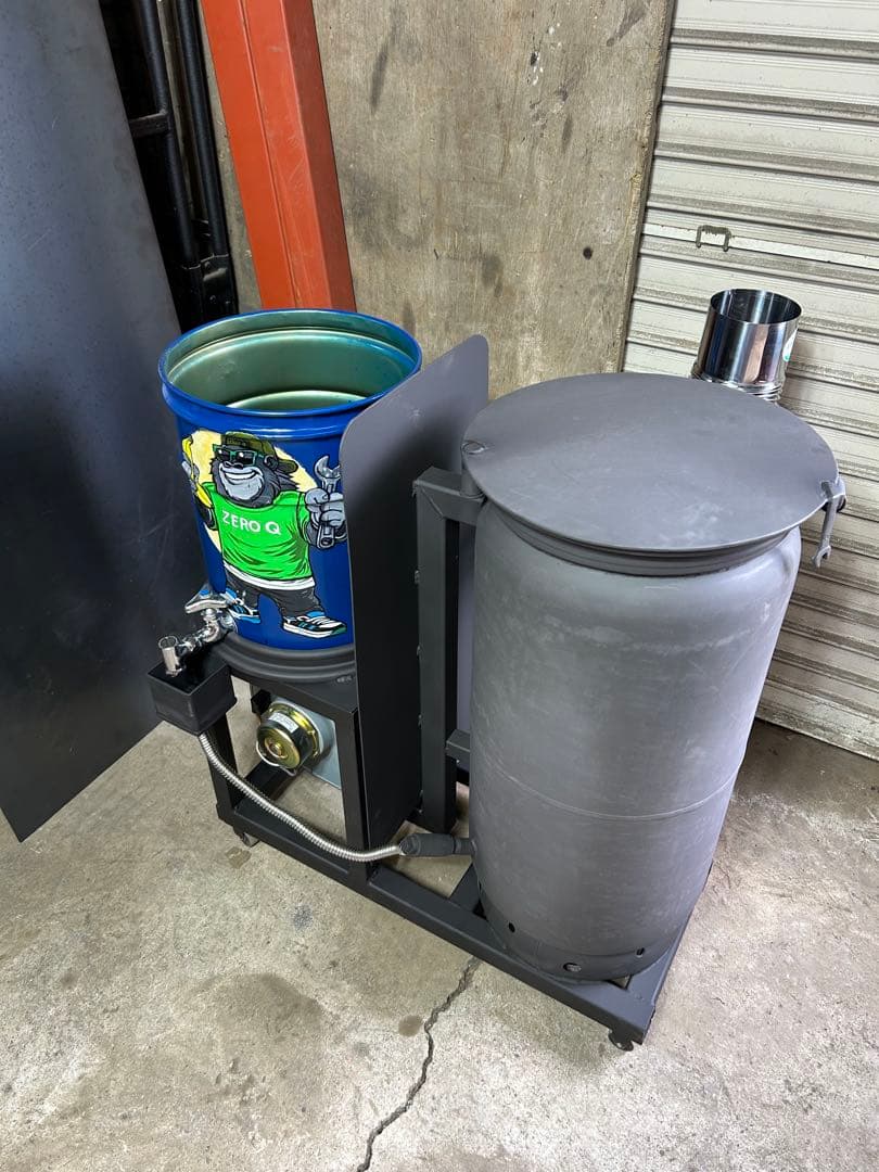 鍛冶工のプロが製作 廃油 ストーブ 送料無料 スライド蓋 キャスターロック付