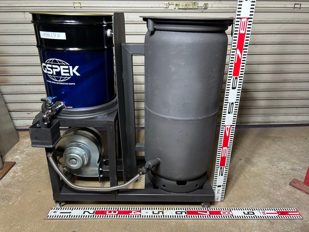 鍛冶工のプロが製作 廃油 ストーブ 送料無料 スライド蓋 キャスターロック付