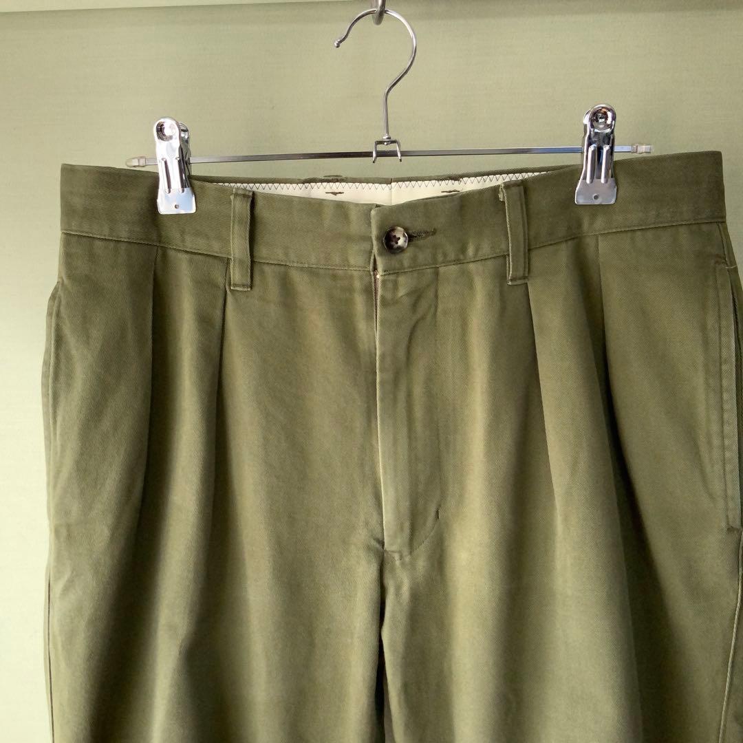 Barnstormerバーンストーマー2インプリーツスラックスMカーキ日本製