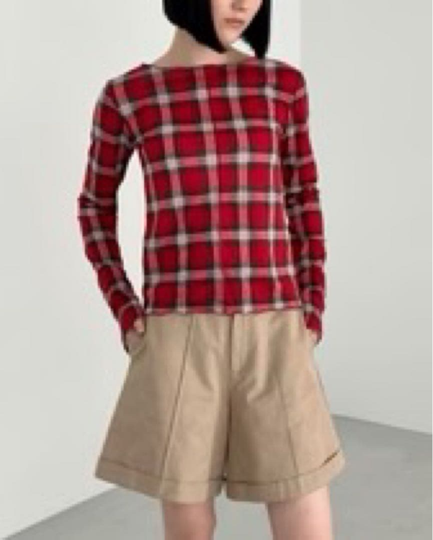 POPPY 赤チェクラウンドトップス あさぎーにょ カットソー ポピー 新品