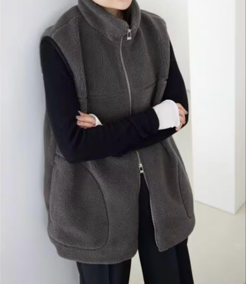 SLOBE IENA スローブイエナ ボアスタンドベスト グレー