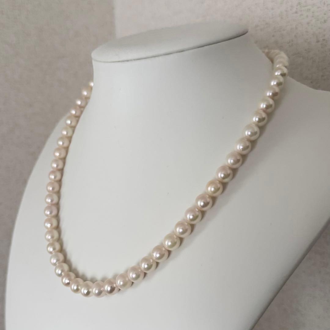 あこや真珠 パールネックレス 約7.0-7.5mm 46cm 本真珠 ピンク系