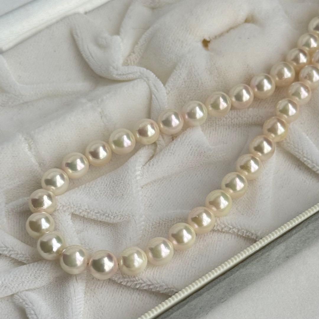 あこや真珠 パールネックレス 約7.0-7.5mm 46cm 本真珠 ピンク系