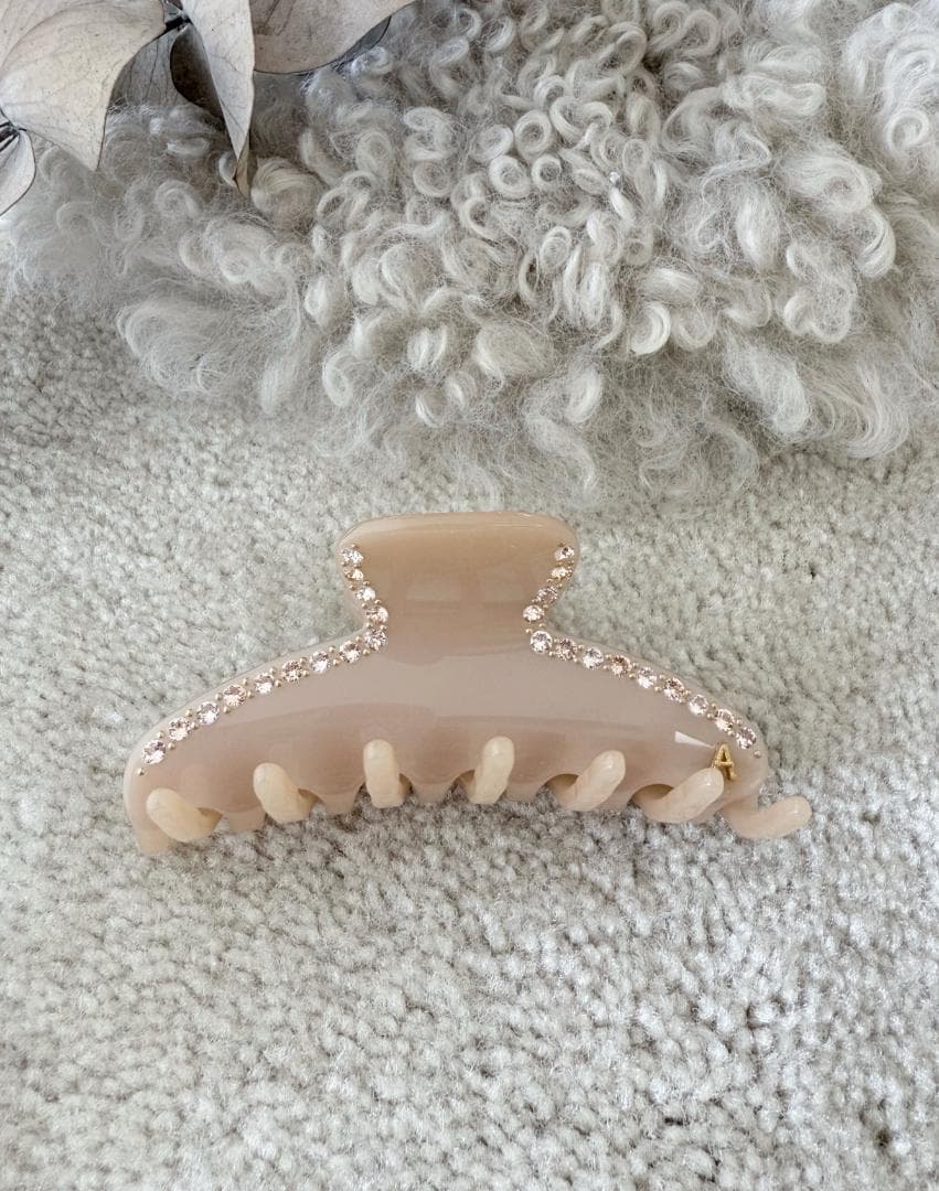 アレクサンドル ドゥ パリ クリップ　スワロフスキー ヘアクリップ ベージュ M