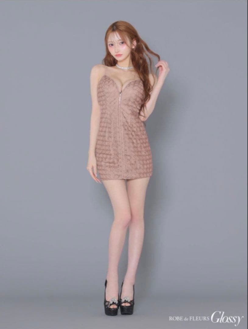 ROBE de FLEURS ローブドフルール ミニドレス S ピンク