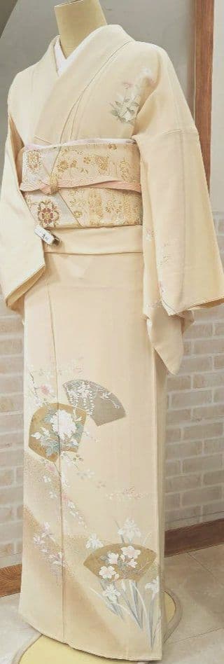 トールサイズ作家物付け下げ訪問着4点フルセット、着物、袋帯、帯締め、帯揚げ