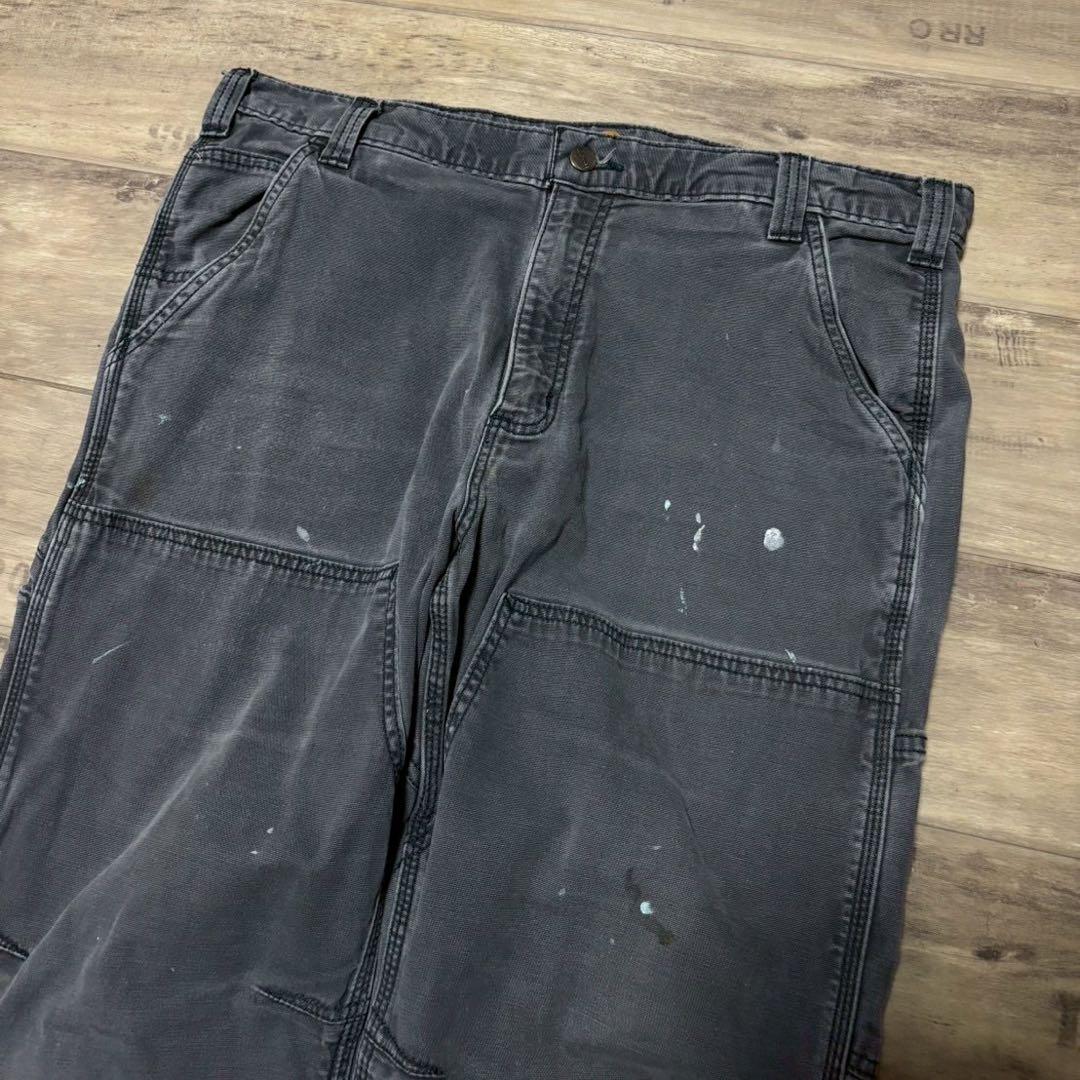 carharttカーハートダブルニーダックパンツグレーペンキ飛びW36古着