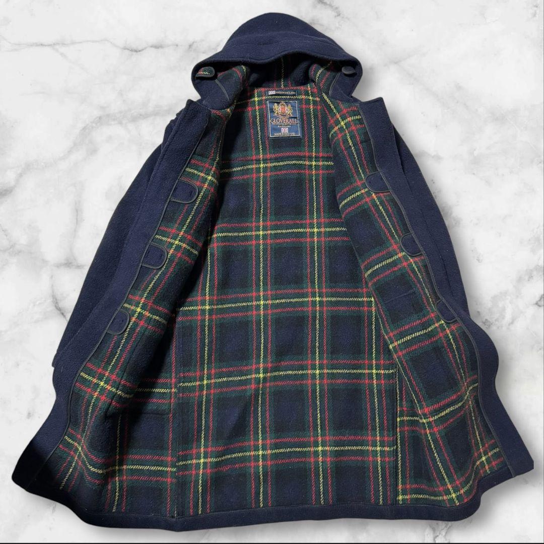 【極美品】英国製 Lサイズ グローバーオール ダッフルコート チェック 水牛