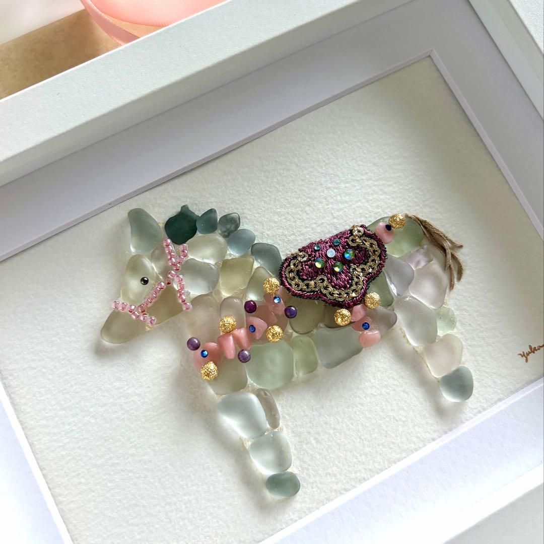 ダーラナホース〜グレー〜　シーグラスアート／馬