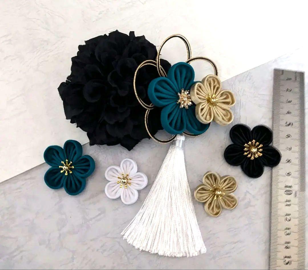 和装髪飾り　ブルーグリーン成人式卒業式袴着物振袖ヘアアクセサリー七五三結婚式髪飾