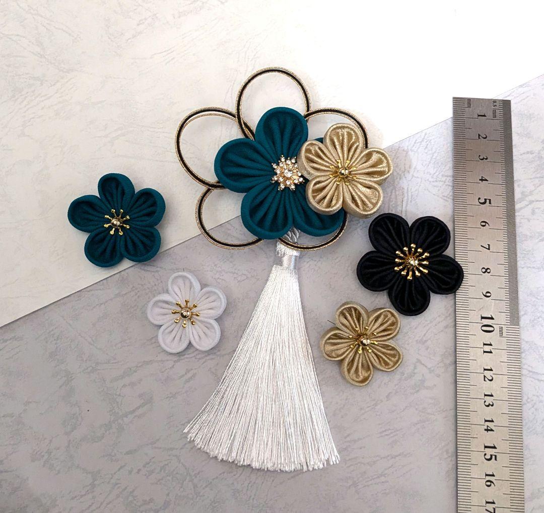 和装髪飾り　ブルーグリーン成人式卒業式袴着物振袖ヘアアクセサリー七五三結婚式髪飾