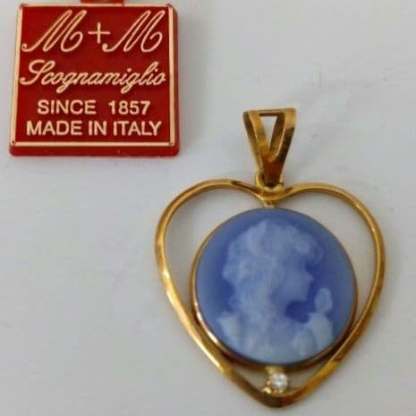 CAMEO ／カメオハート型 ペンダントトップK18刻印／ イタリア製／未使用