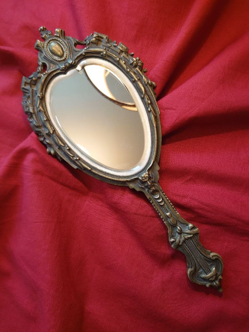 フランスアンティーク ルイ15世 ハンドミラー 青銅製