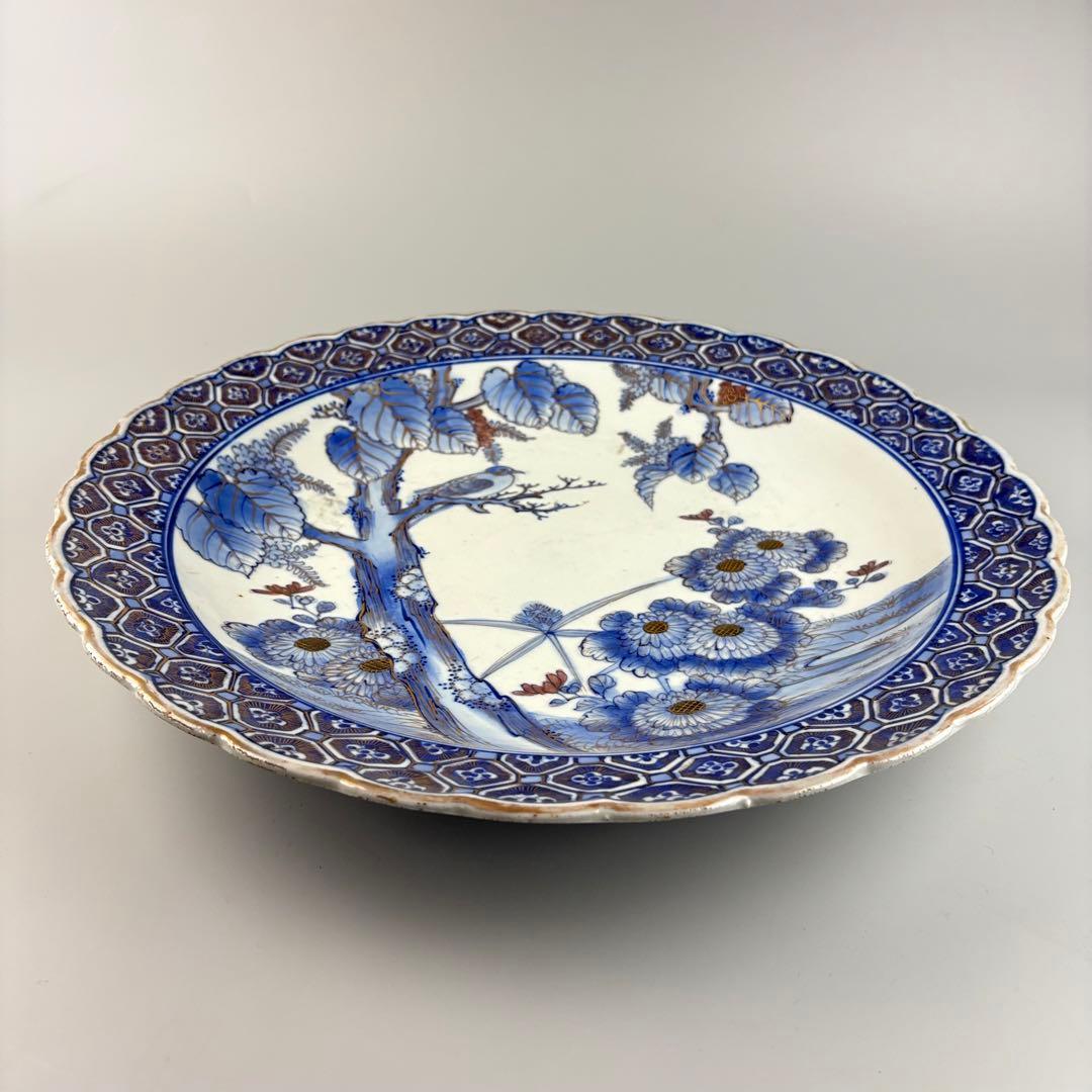 古伊万里 染付 丸皿 時代 皿 飾皿 大皿 絵皿 アンティーク