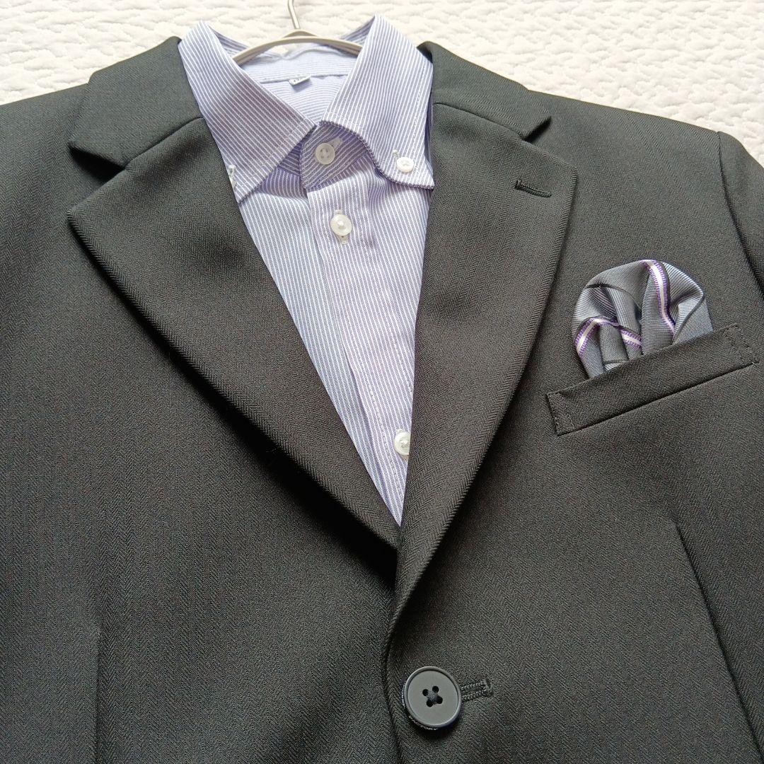 170B フォーマルスーツ 卒業式 男の子 ワンダーファクトリー 黒