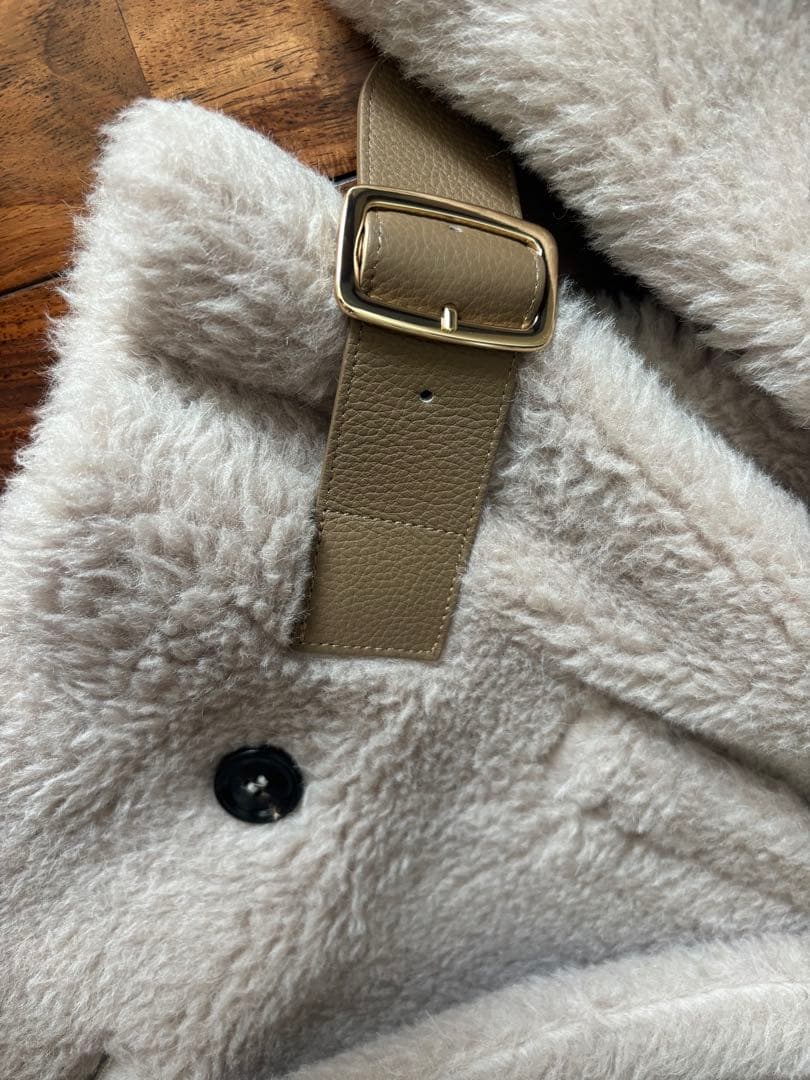 【美品】Max Mara テディベアバイカージャケット サンド36