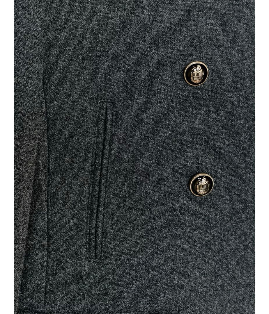 タグ付き新品★ZARAウールダブルブレストコート★XL★グレー色★完売商品