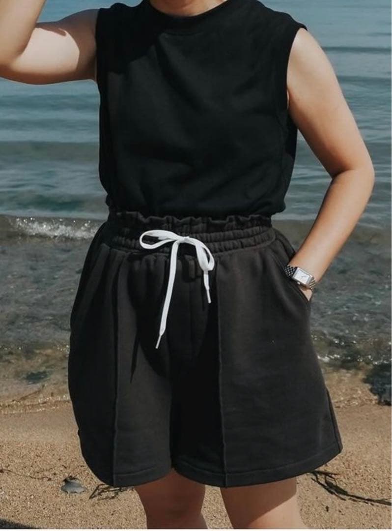 T. Japan スウェットショートパンツ F 黒 コットン 100%