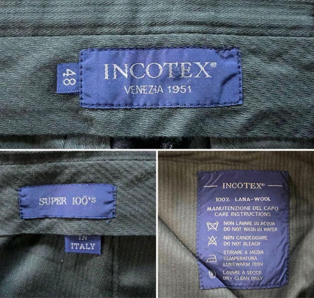 【美品】INCOTEX SUPER100'S 1タック ウール スラックス 48