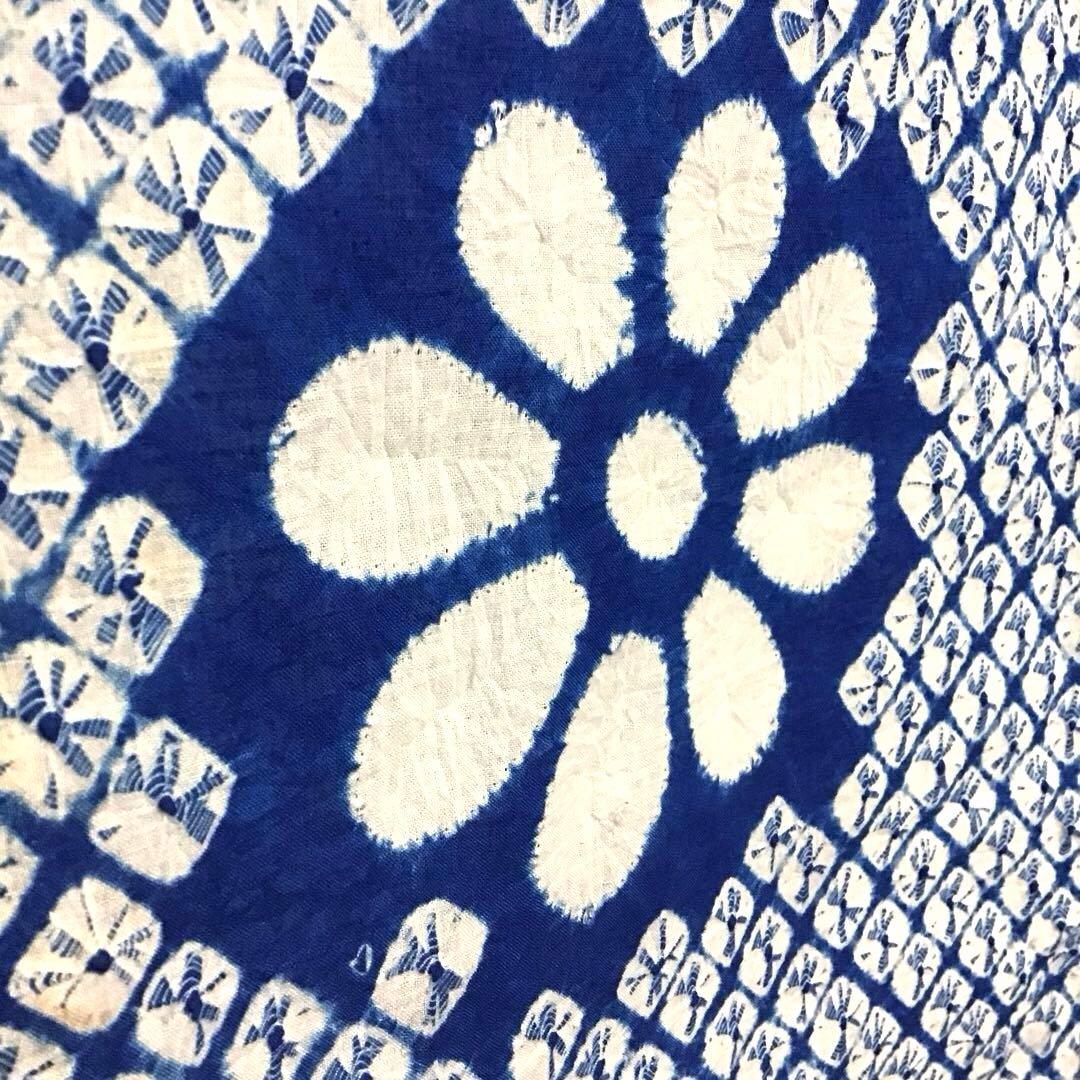 未使用☆本場有松絞り☆誂え浴衣☆広衿☆青色系☆匿名配送