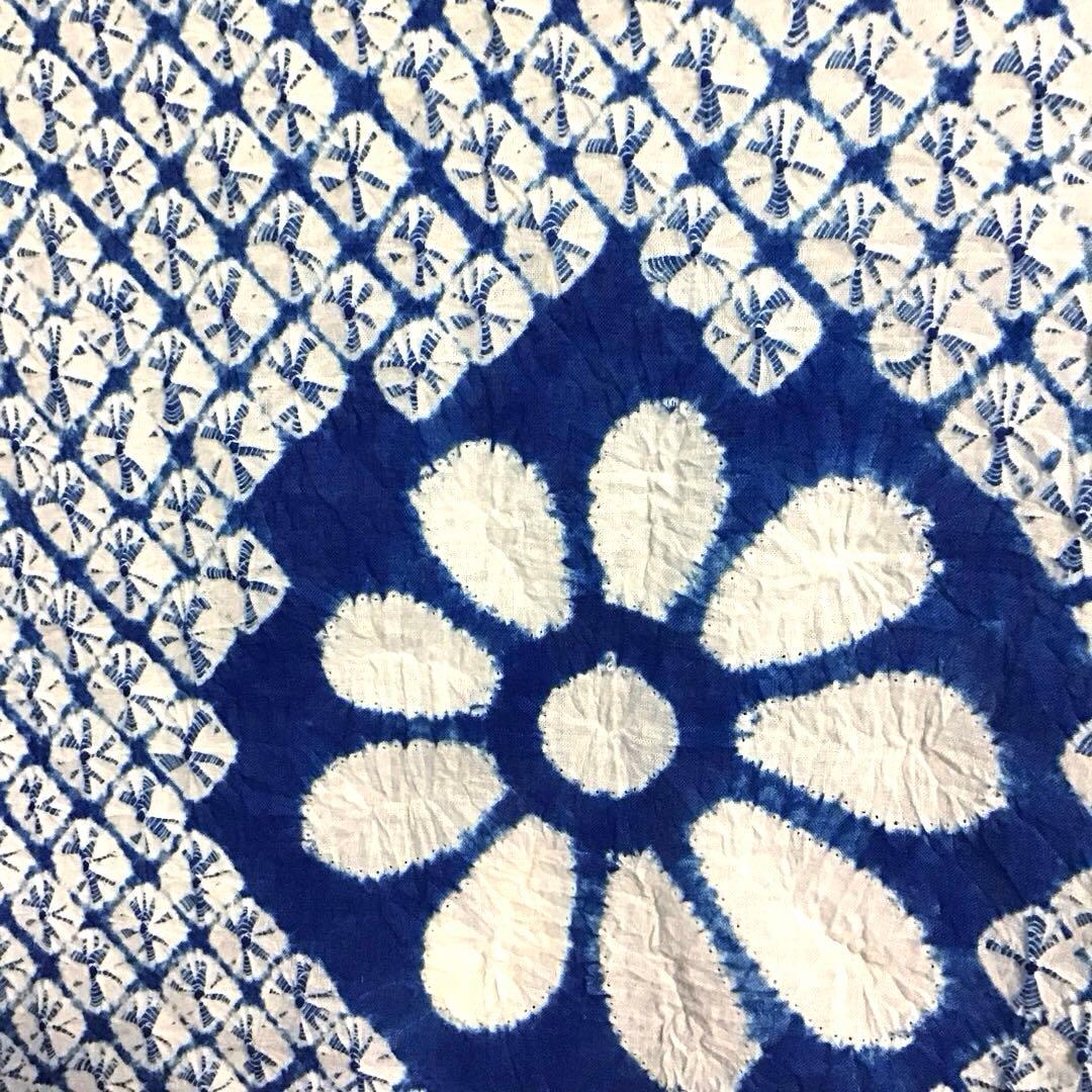 未使用☆本場有松絞り☆誂え浴衣☆広衿☆青色系☆匿名配送