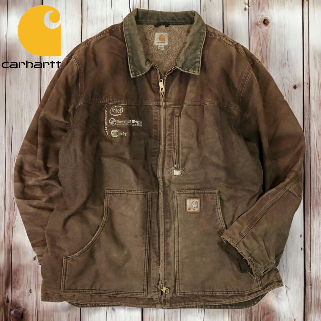 11M416◯Carhartt ボア DKB フェード ボロ リッジコート XL