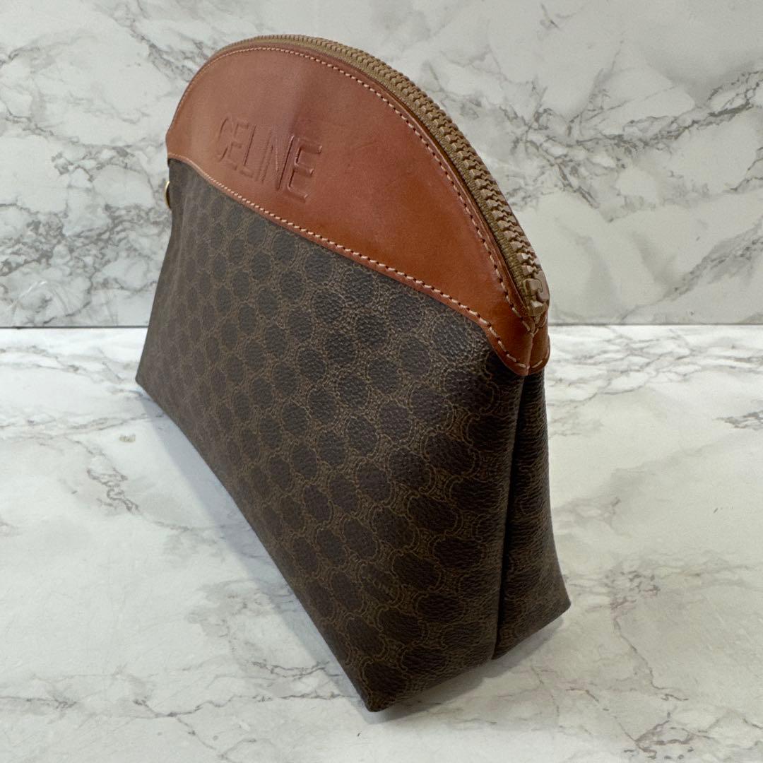 CELINE セリーヌ ビッグロゴ PVC×本革 レザー クラッチバッグ