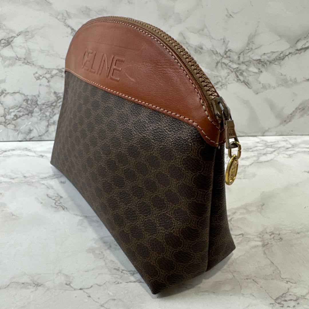 CELINE セリーヌ ビッグロゴ PVC×本革 レザー クラッチバッグ