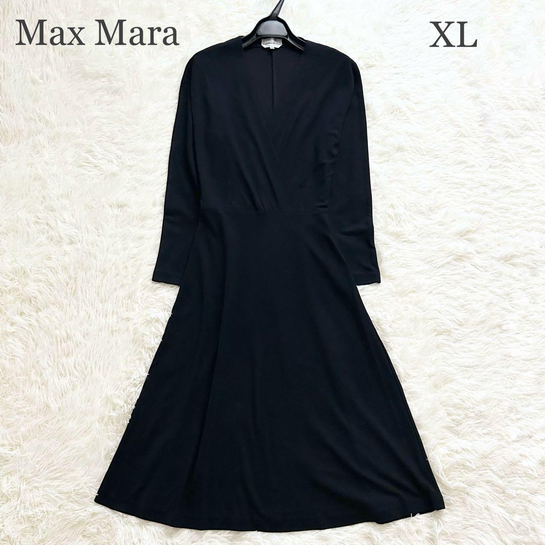 【りほ】マックスマーラ　大きいサイズ　ロングワンピース　カシュクール　黒