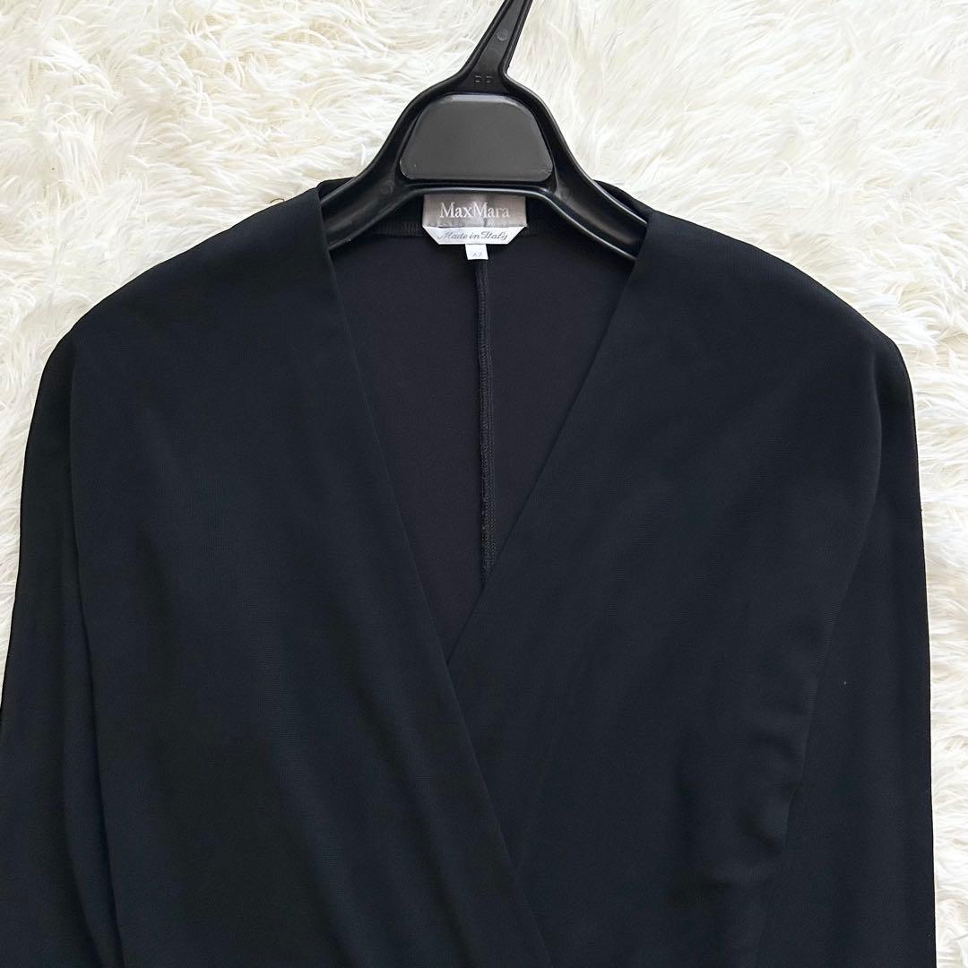 【りほ】マックスマーラ　大きいサイズ　ロングワンピース　カシュクール　黒