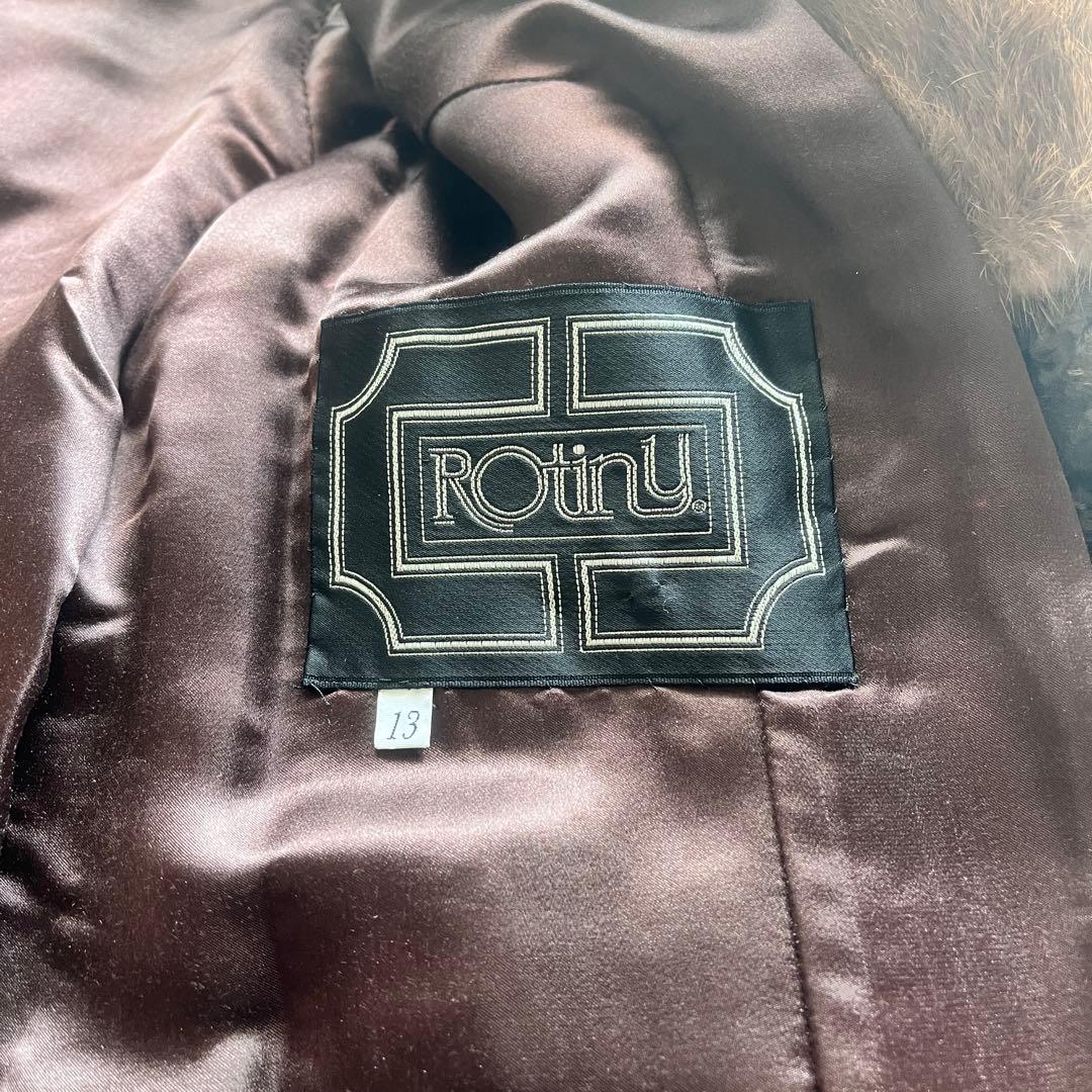 Rotiny ミンクファーコート 13号 XL 定価約15万 高級 ヴィンテージ