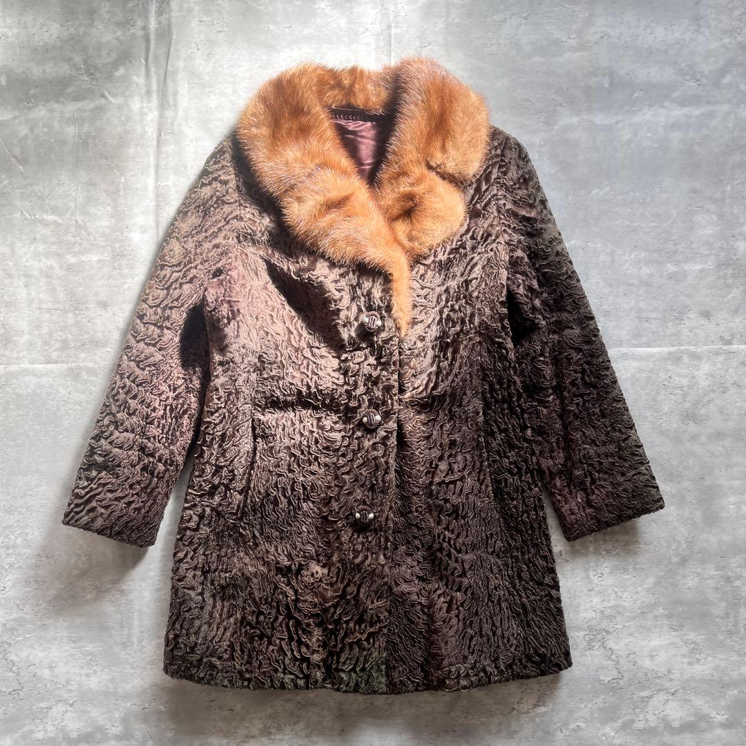 Rotiny ミンクファーコート 13号 XL 定価約15万 高級 ヴィンテージ
