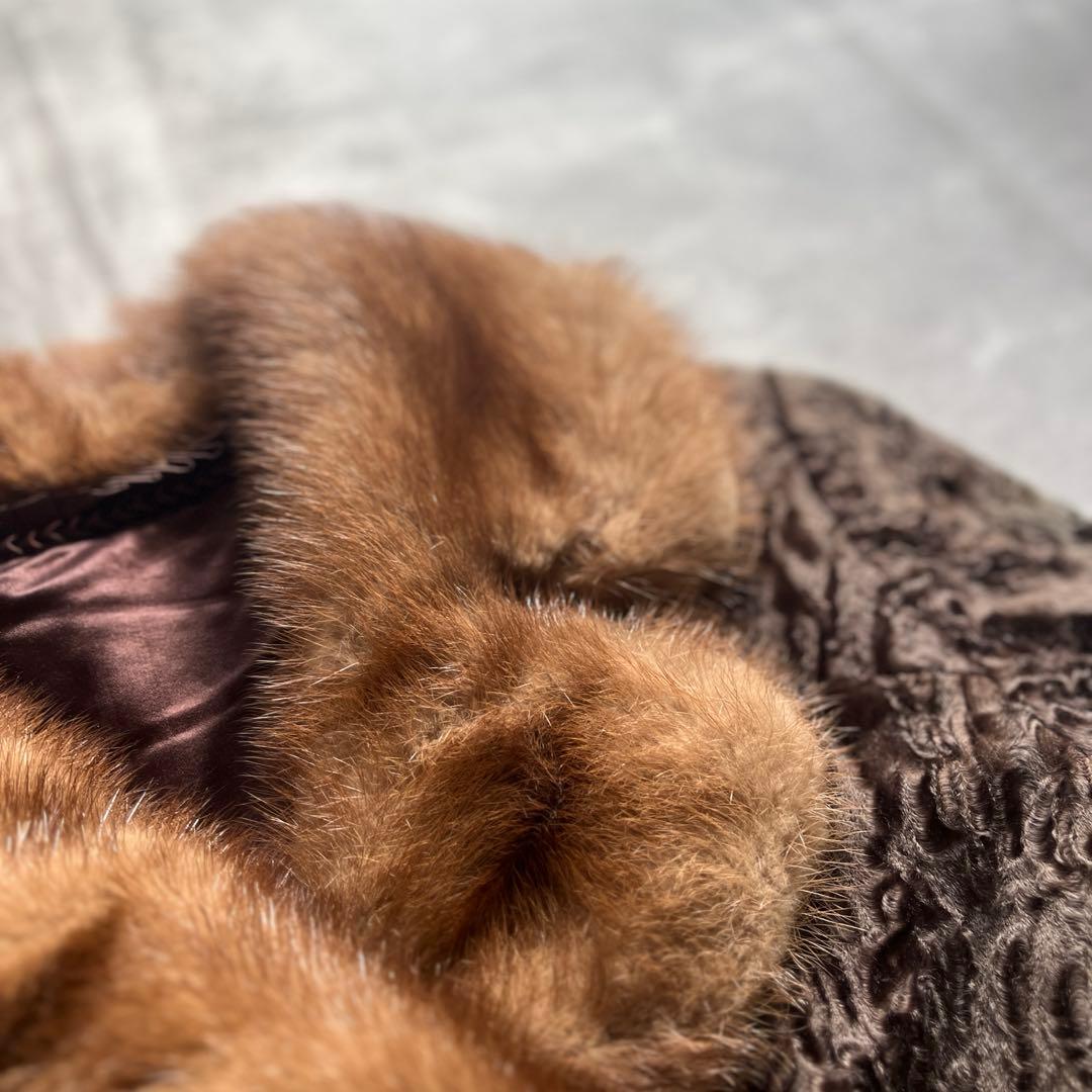 Rotiny ミンクファーコート 13号 XL 定価約15万 高級 ヴィンテージ