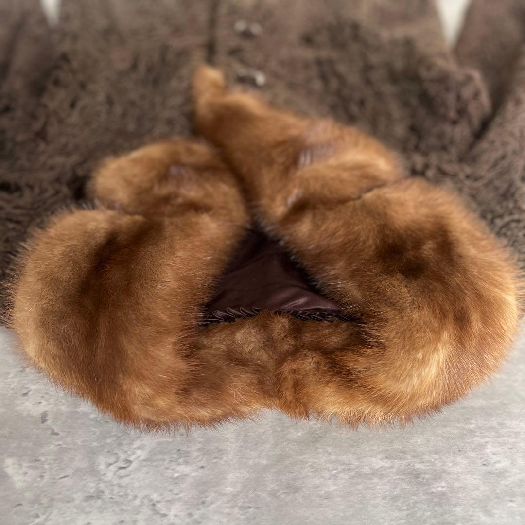 Rotiny ミンクファーコート 13号 XL 定価約15万 高級 ヴィンテージ