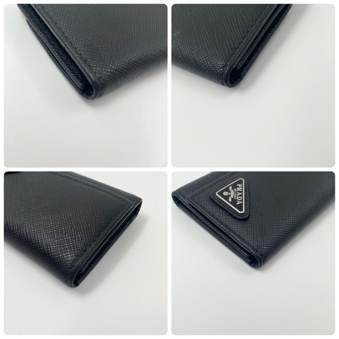 【✨未使用級 現行】プラダ キーケース 三角ロゴ サフィアーノ レザー ブラック