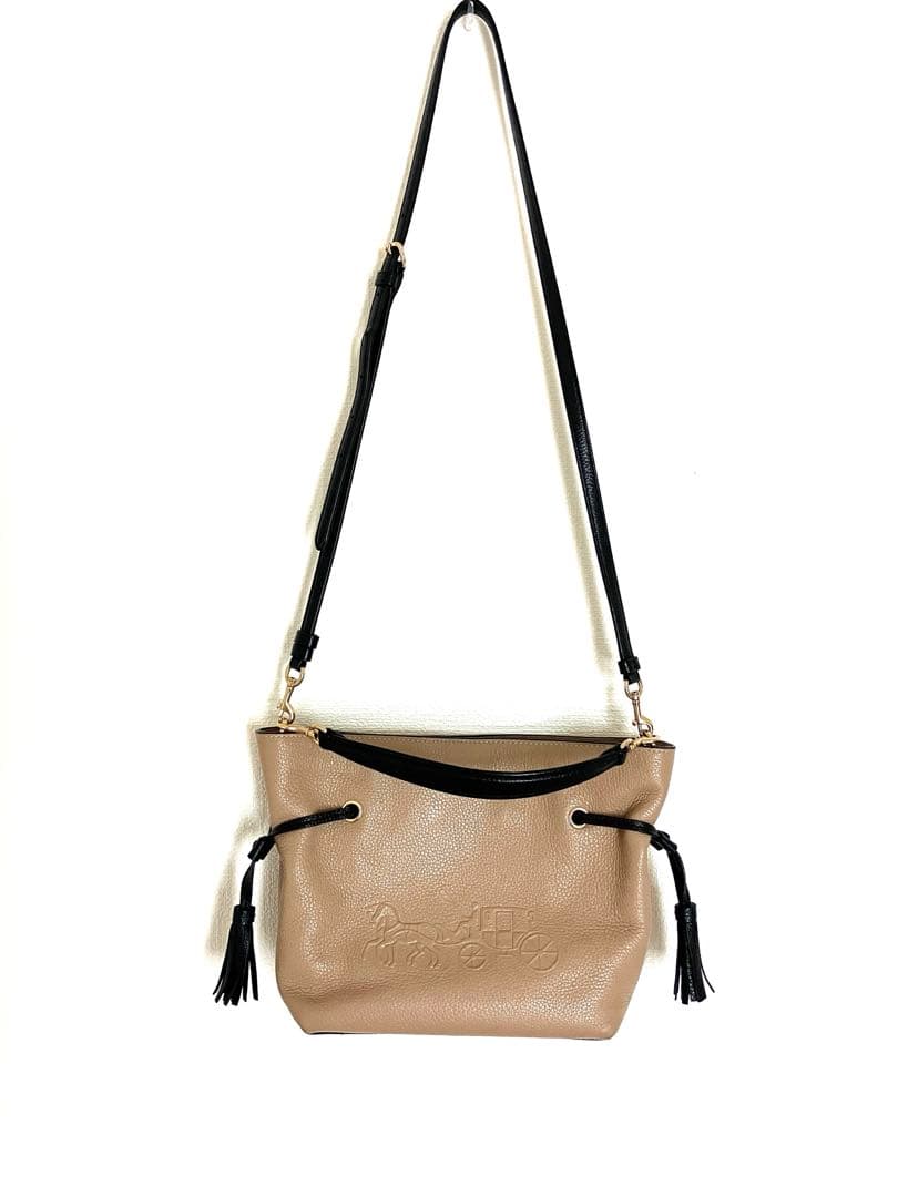 COACH アンディ　2way クロスボディーバック　ベージュ　レザー　本革