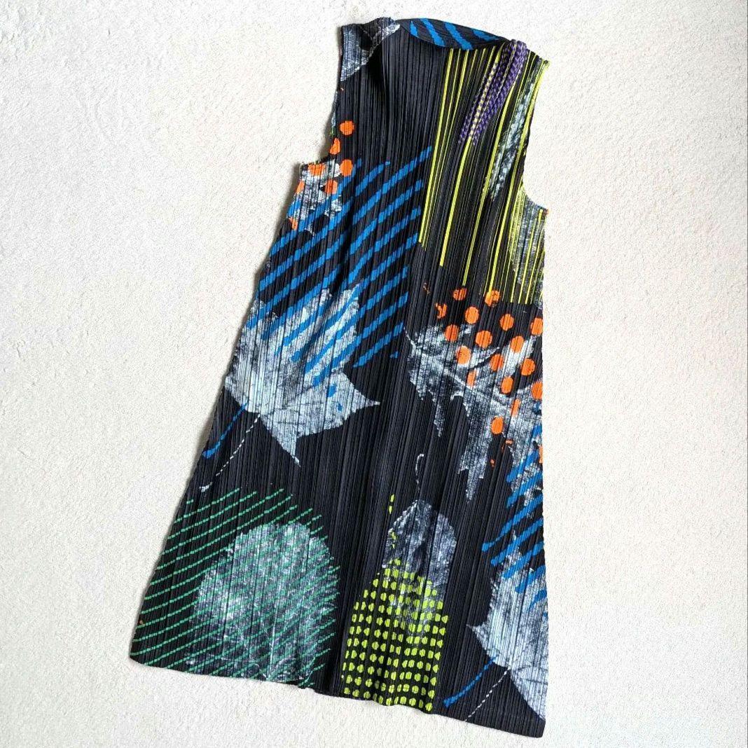 【未使用級】 プリーツ プリーズ ワンピース チュニック マルチカラー サイズ4