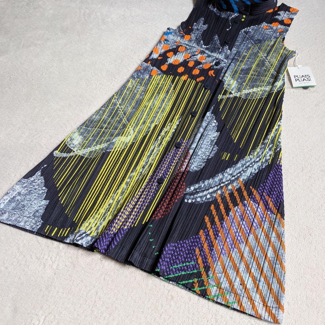 【未使用級】 プリーツ プリーズ ワンピース チュニック マルチカラー サイズ4