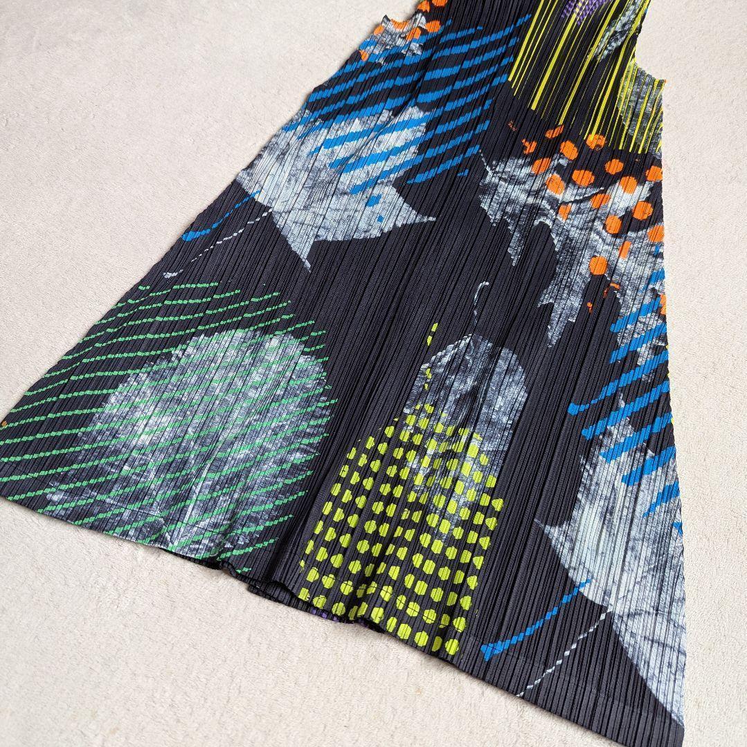 【未使用級】 プリーツ プリーズ ワンピース チュニック マルチカラー サイズ4