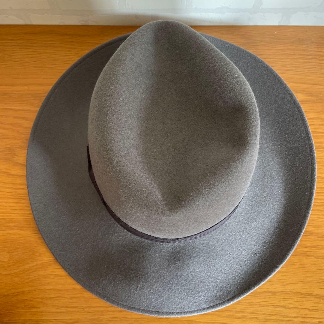 キジマタカユキ　グレー ウールハット ブラックリボン　サイズ2