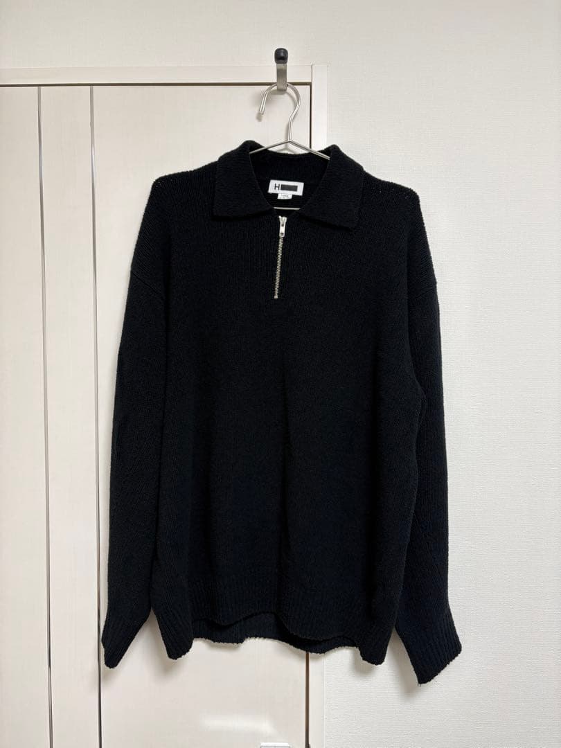 【H BEAUTY&YOUTH 】ハーフジップ ポロシャツ L