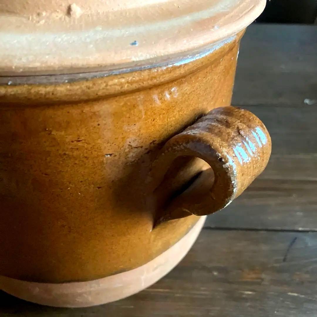 フランスアンティーク　プロヴァンス　南仏　コンフィポット　壺　蓋付き