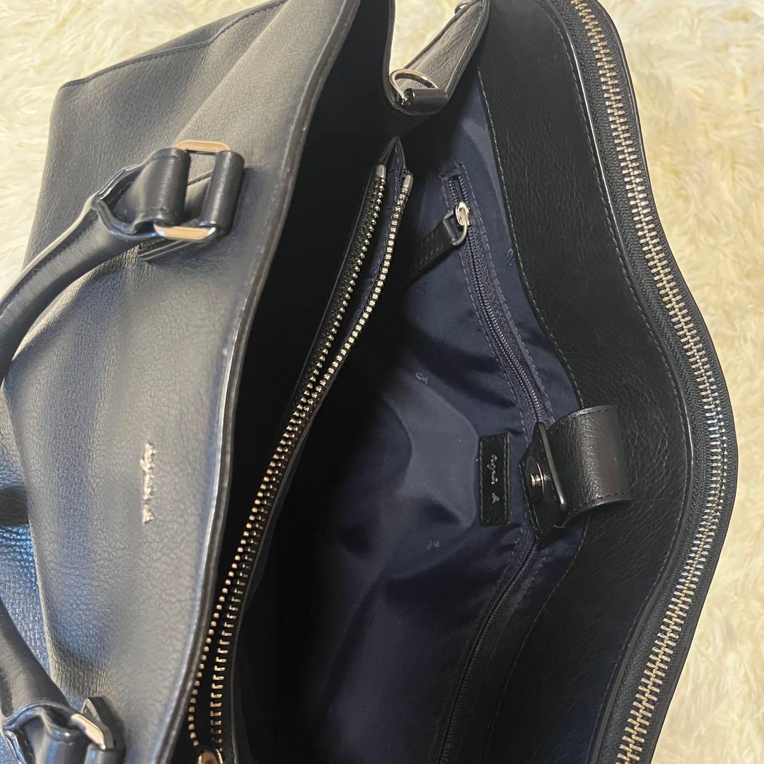 アニエスベー トートバッグ オールレザー 黒 A4 南京錠 ビジネス