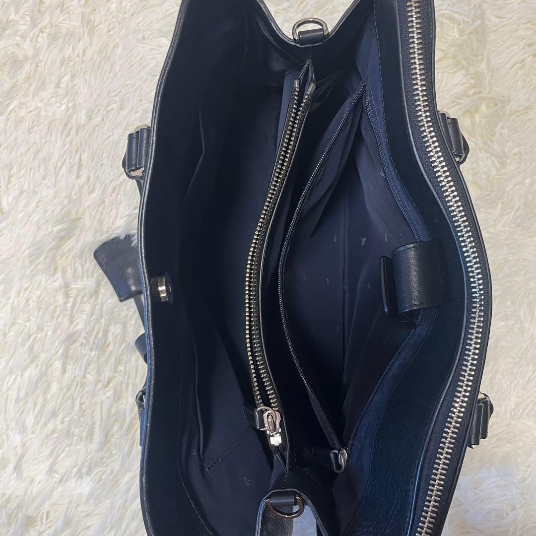 アニエスベー トートバッグ オールレザー 黒 A4 南京錠 ビジネス