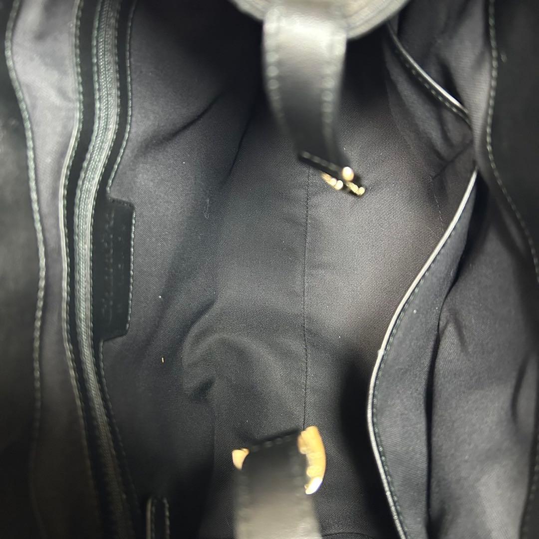 【極美品/保存袋付】ブルガリ チャンドラ ハンドバッグ レザー サークルロゴ 黒