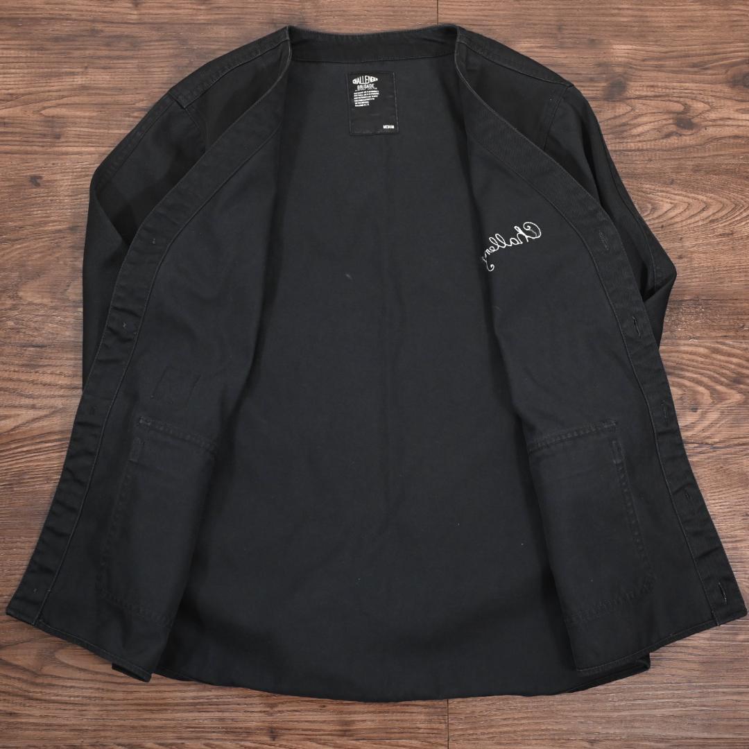 チャレンジャー　CHALLENGER　ノーカラー　ジャケット　ブラック　刺繍　M