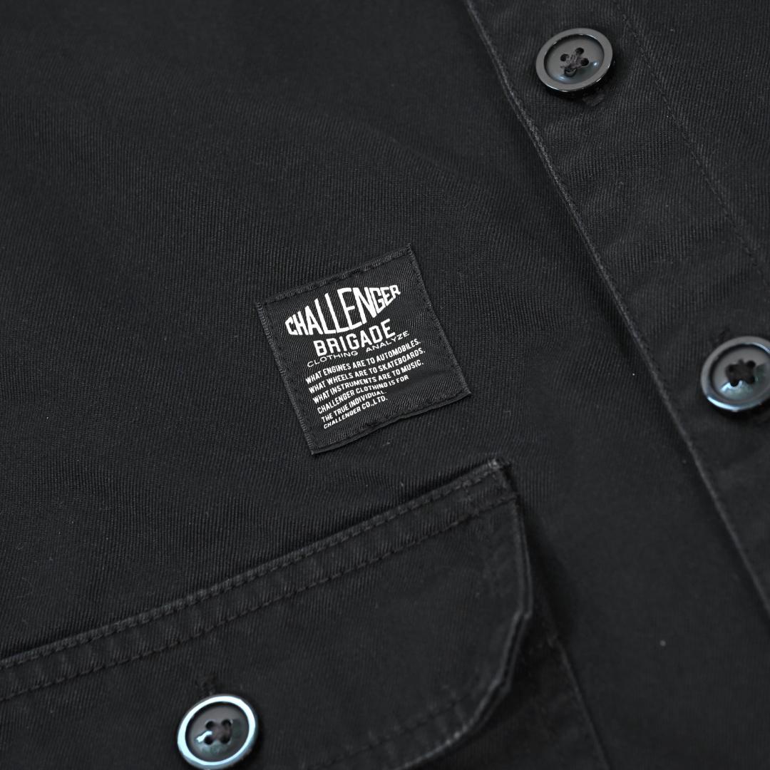 チャレンジャー　CHALLENGER　ノーカラー　ジャケット　ブラック　刺繍　M